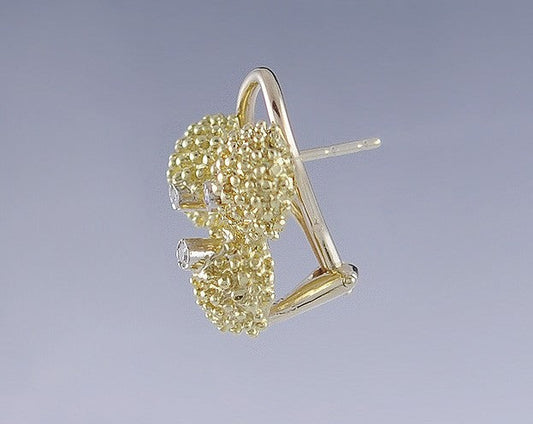 Stunning Well Crafted Pair 18k Gold & Diamond Stud Earrings