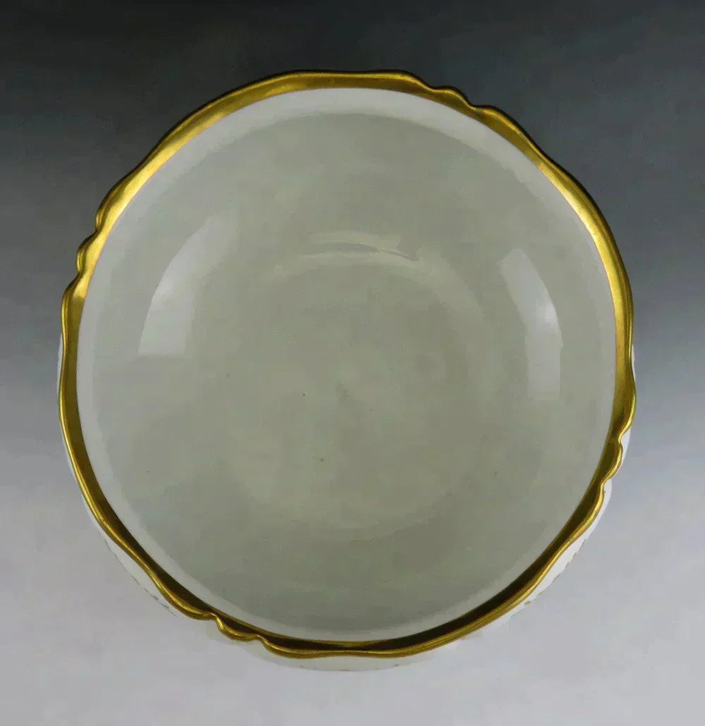 Antique c1845 KPM German Porcelain China Blue & Gold Serving Bowl