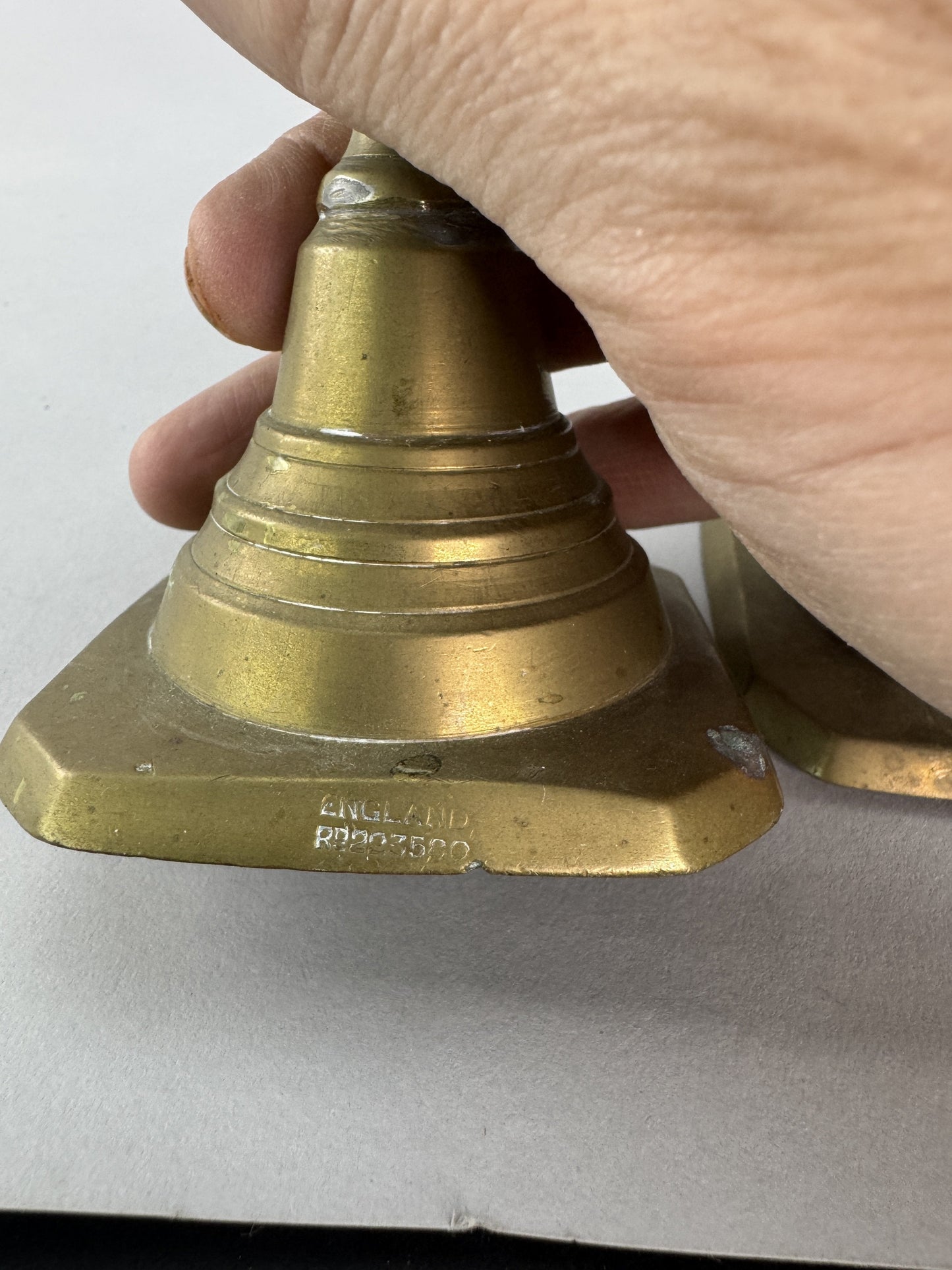 Neat Group 3 English Victorian Brass Push Up Faceted Candlestick Holders
