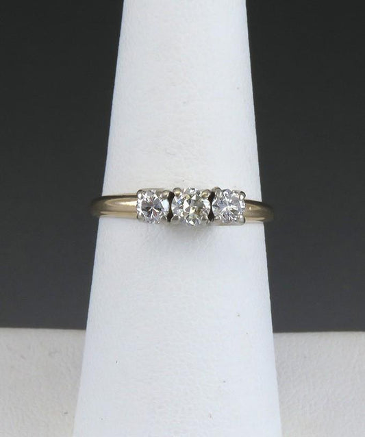 Vibrant 14K Yellow & White Gold 1/2CT Diamond Band Ring Size 6.5