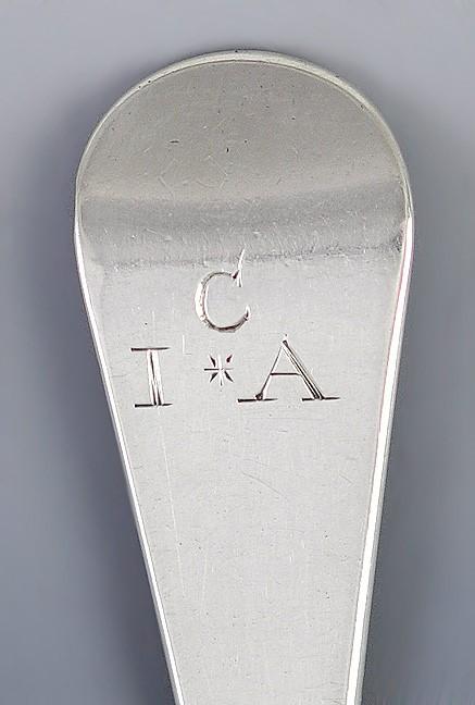 6 Antique English 1700's Georgian Sterling Silver Hanoverian Serving Spoons