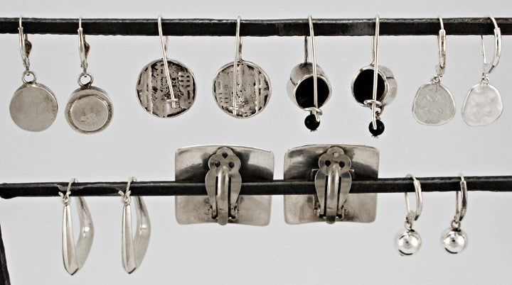 7 Pairs Sterling Silver Plated Earrings Pierced and Clip Rose Ball Geometric
