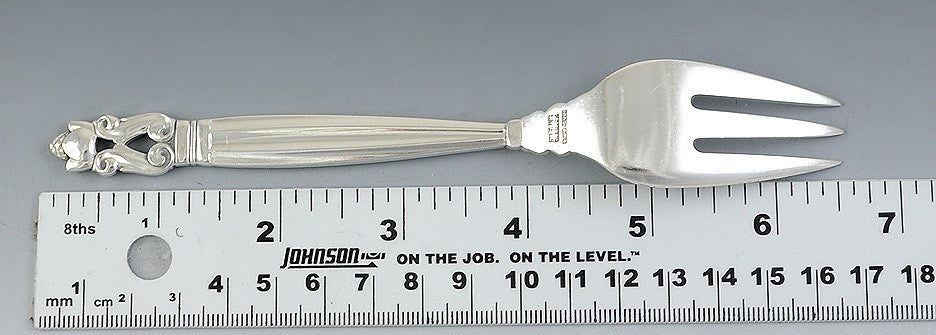 3 Fine Georg Jensen Acorn Danish Sterling Silver Fish Forks 6.5"