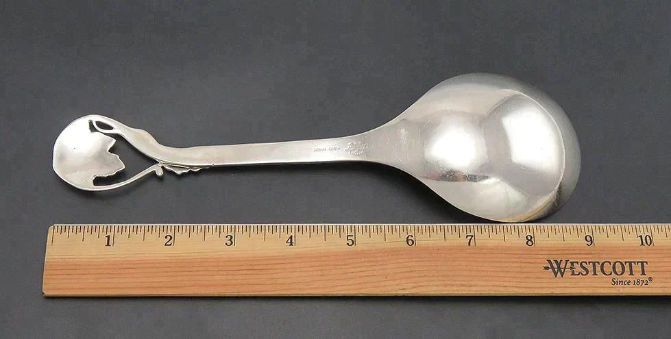 Vintage Solid Sterling Silver Frank Whiting Grape Motif Large Serving Spoon