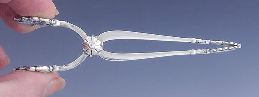Antique c1920 Sterling Silver Georg Jensen Acorn Tongs 3 3/4"