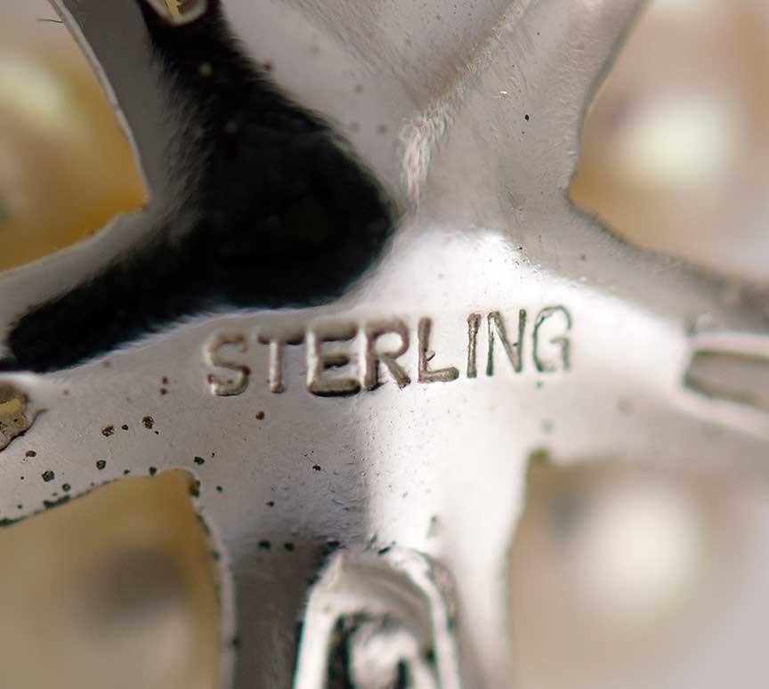 Stylish Vintage Sterling Silver Pearl Flower Floral Pin / Brooch / Pendant