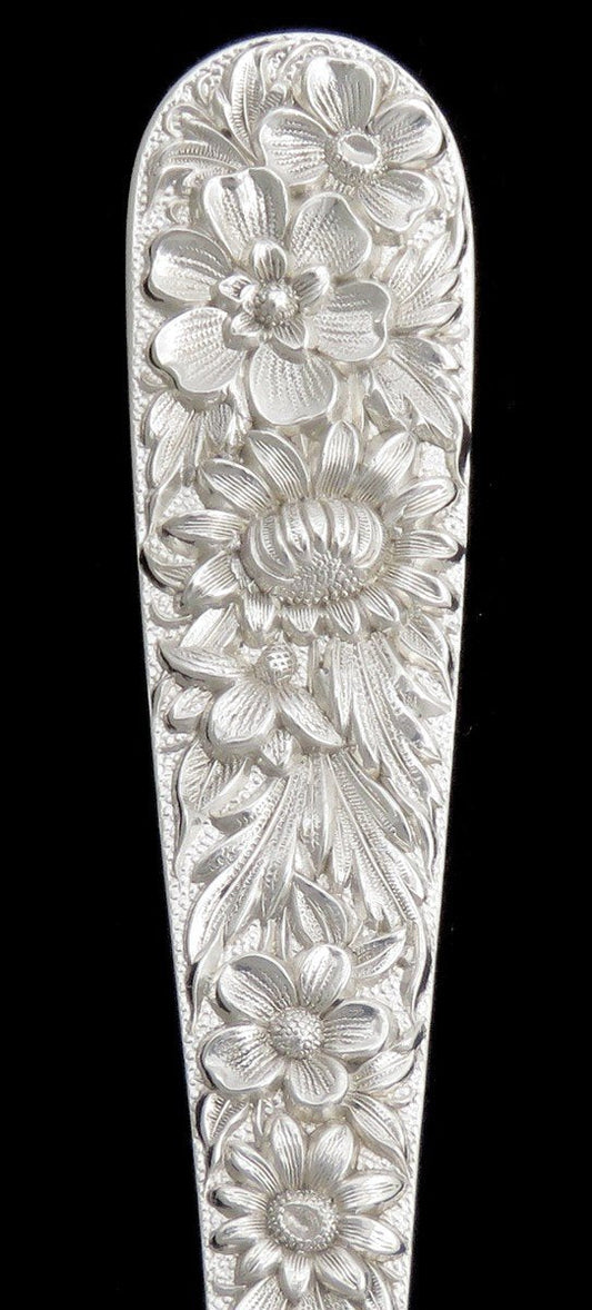 Great S. Kirk Son Repousse Sterling Silver Sardine Serving Fork 7 5/8 Inches