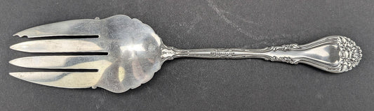 Gorgeous Durgin Marechal Niel Sterling Silver Serving Fork Roses S Mono 9 1/4"