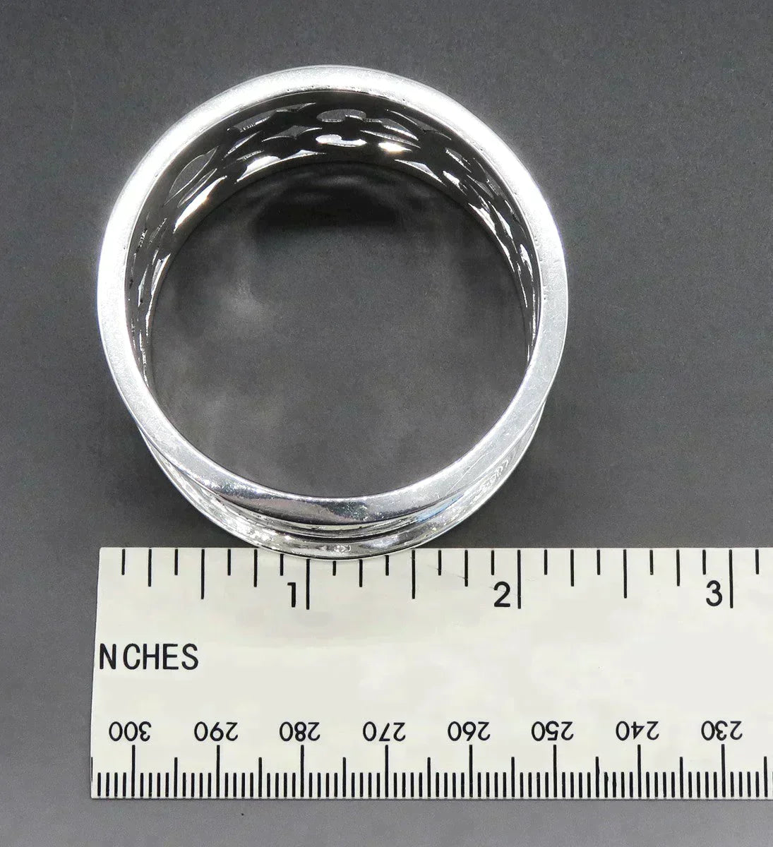 Antique 1909 English Sterling Silver Openwork Pierced Wide Napkin Ring