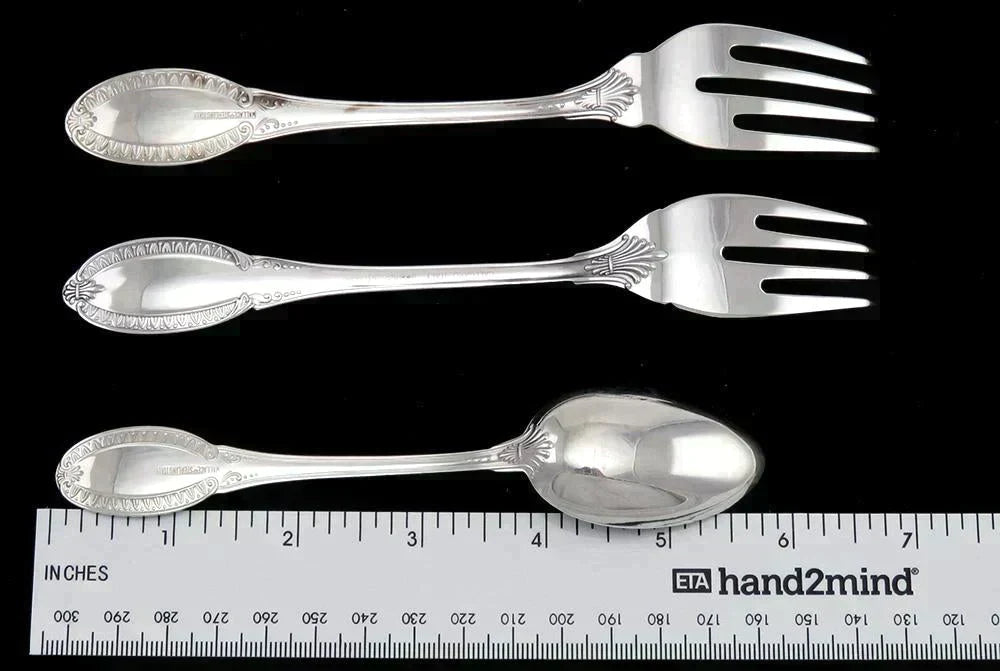 Italian Sterling Silver Calegaro Impero Wallace Imperial Crown 2 Forks & Spoon