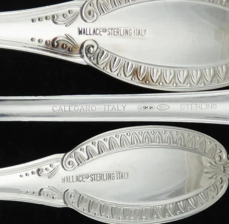 Italian Sterling Silver Calegaro Impero Wallace Imperial Crown 2 Forks & Spoon