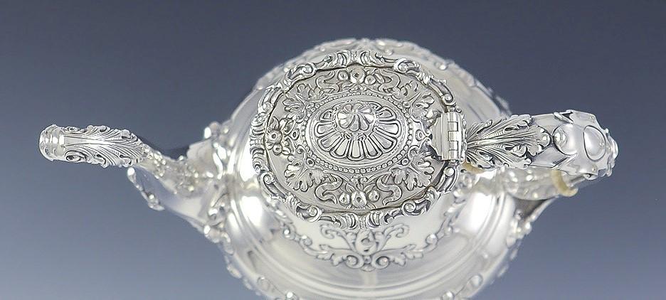 3pc Ornate Gorham Sterling Silver Demitasse Tea Coffee Set c1900