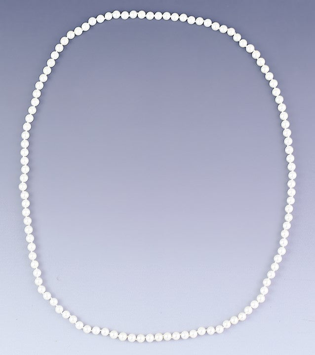 Classy VTG Single Strand Hand Knotted ~7.0mm Pearl Necklace 36"
