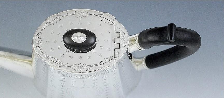 1875 3 pc. English Sterling Silver Tea Set - Coffee Pot Creamer Sugar Bowl
