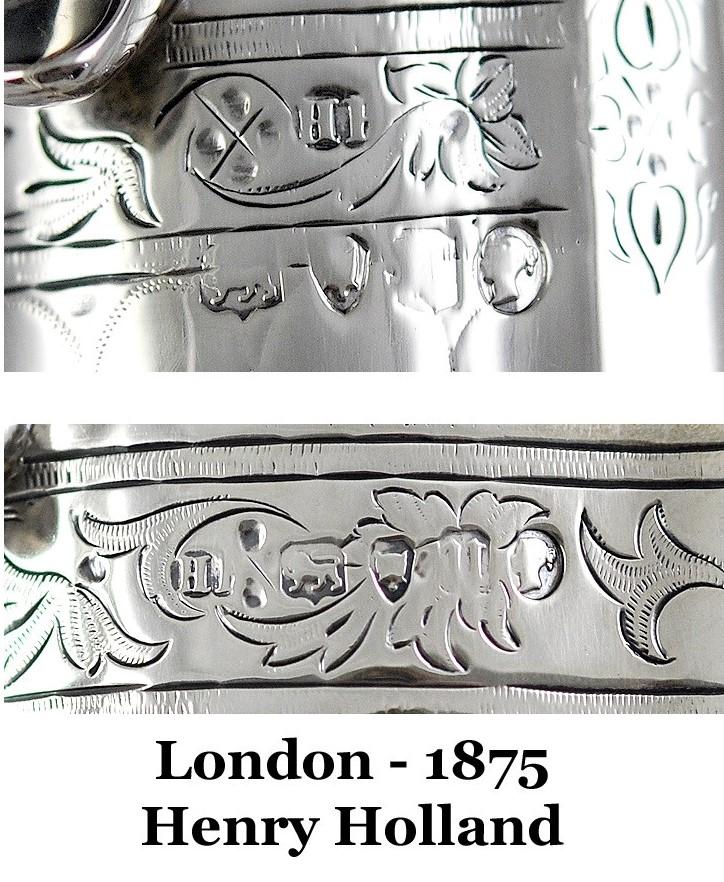 1875 3 pc. English Sterling Silver Tea Set - Coffee Pot Creamer Sugar Bowl