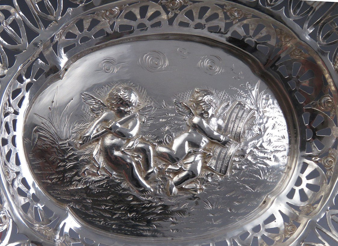 Antique German 1800's Hand Made Silver Tray/Dish/Bowl - No Monogram