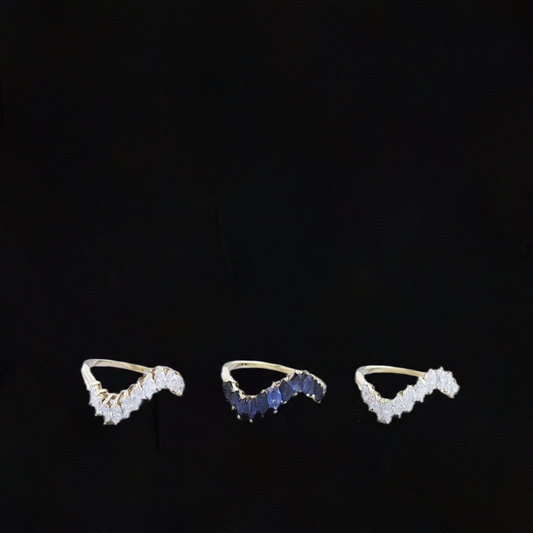 Superb set 3 Stackable 18k Gold 2ct Diamond & 1ct Sapphire Stackable Rings