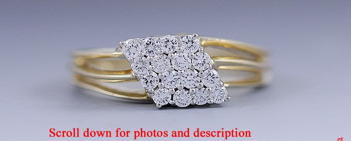 Vibrant Brilliant 14k Yellow Gold Diamond Cluster Ring Size 6.25
