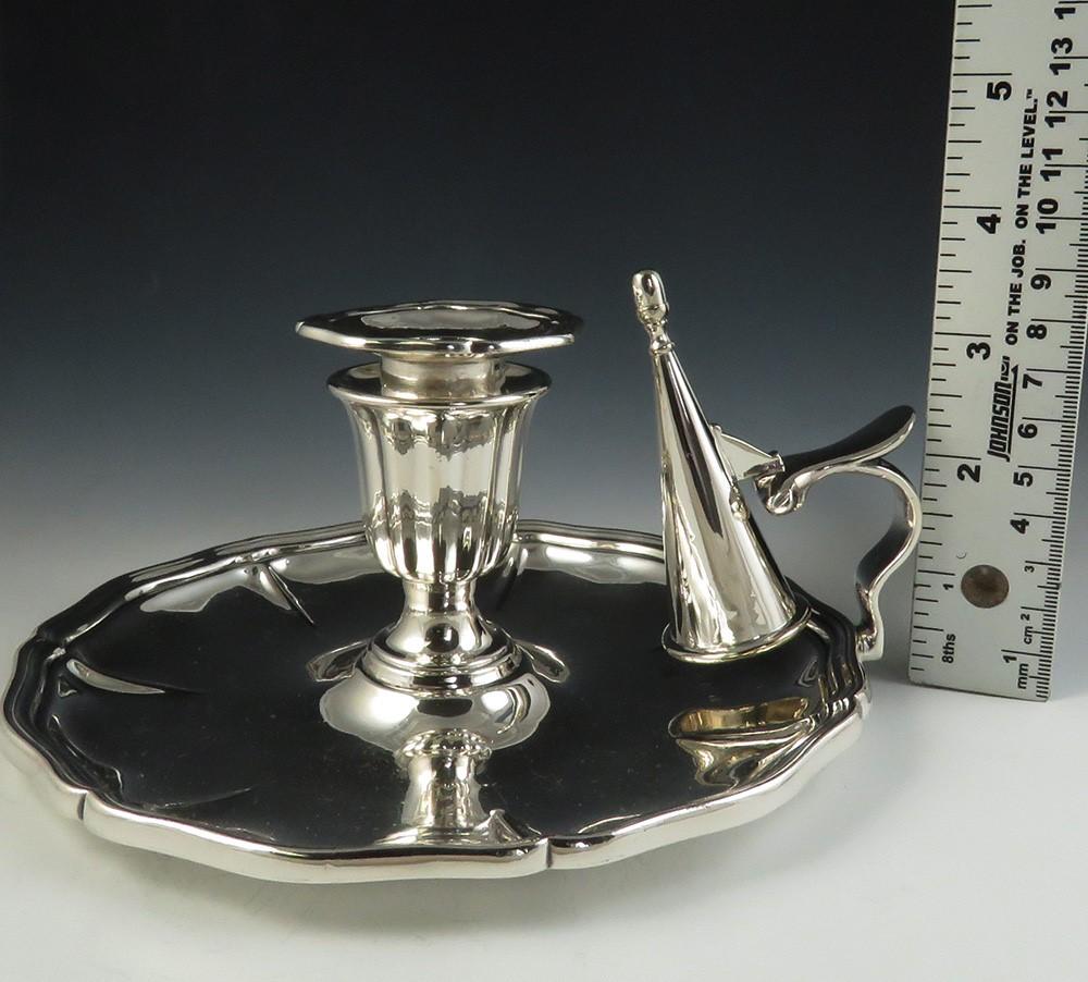 c1840s-1850s Lovely Pair English Silver Plate Chambersticks Elkington & Co