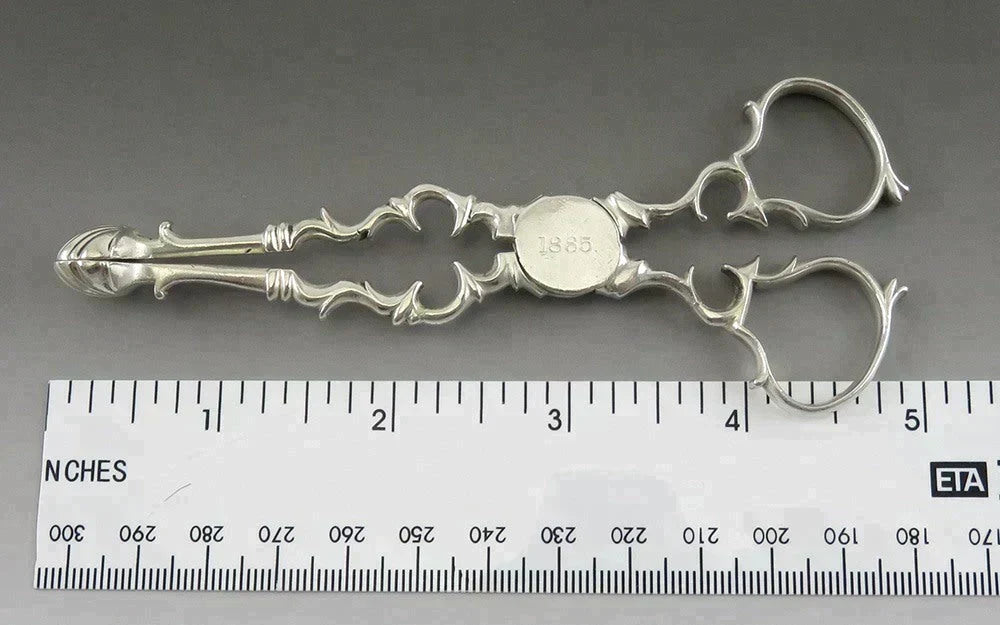 Antique 18th Century American Coin Silver Sugar Nips Scissor Tongs