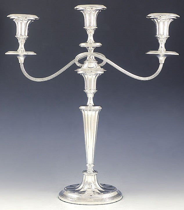 Antique English Silver Plate 3 Light Convertible Candelabra Candlesticks 18"