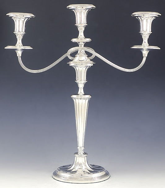 Antique English Silver Plate 3 Light Convertible Candelabra Candlesticks 18"