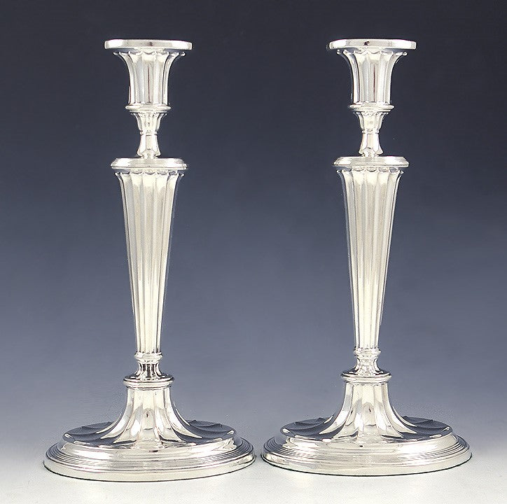 Antique English Silver Plate 3 Light Convertible Candelabra Candlesticks 18"
