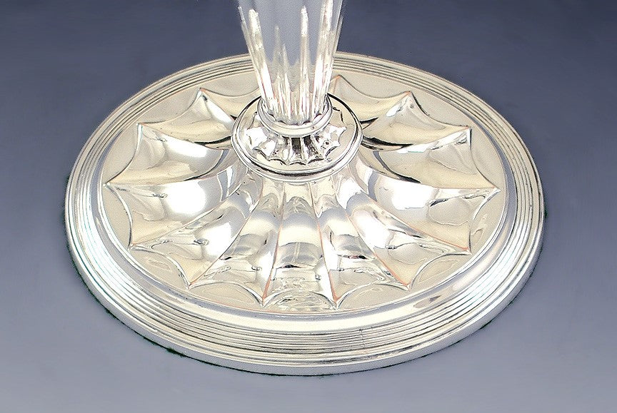 Antique English Silver Plate 3 Light Convertible Candelabra Candlesticks 18"