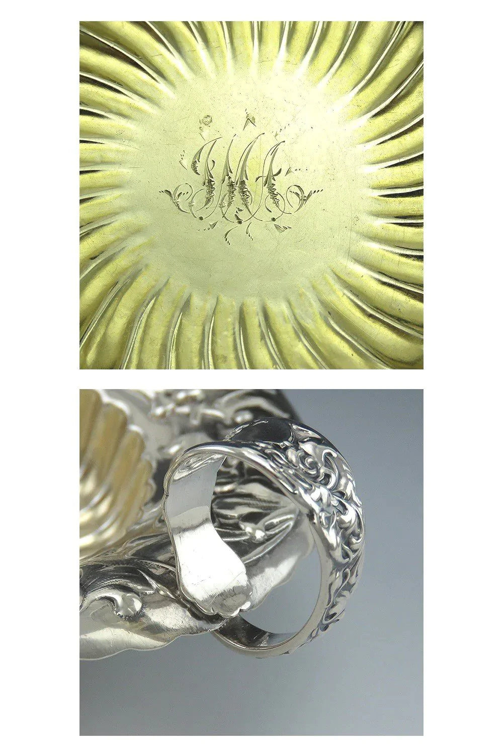 Antique c1890 Sterling Silver Whiting Heraldic 2 Handled Dish/Bowl Hollowware