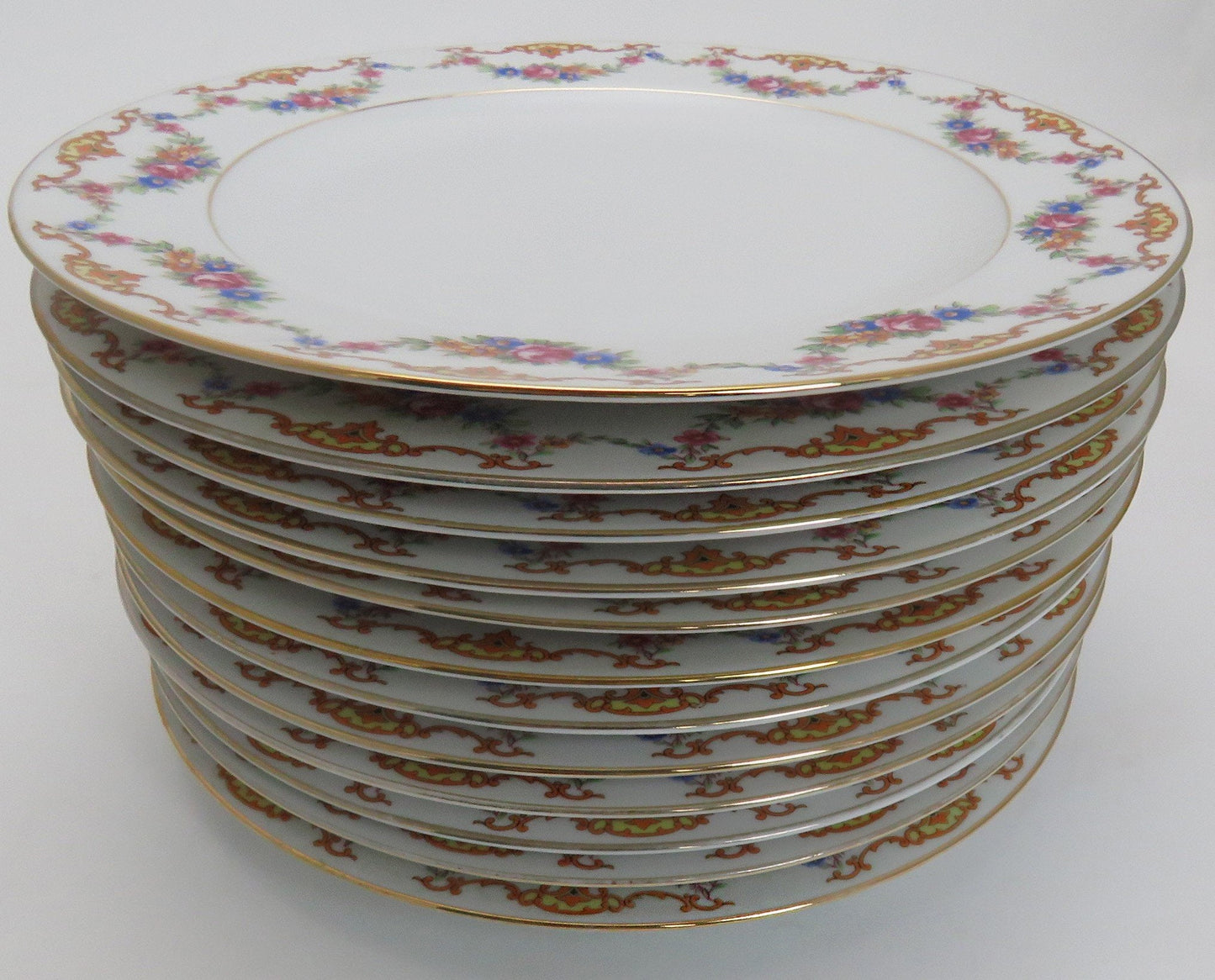 Lovely set 12 Czech Epiag 9561 Floral Dinner Plates c1930's