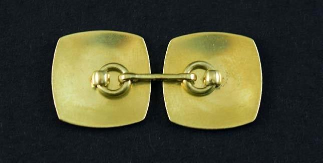 Handsome Antique American 14k Gold & Black Enamel Double Cufflinks
