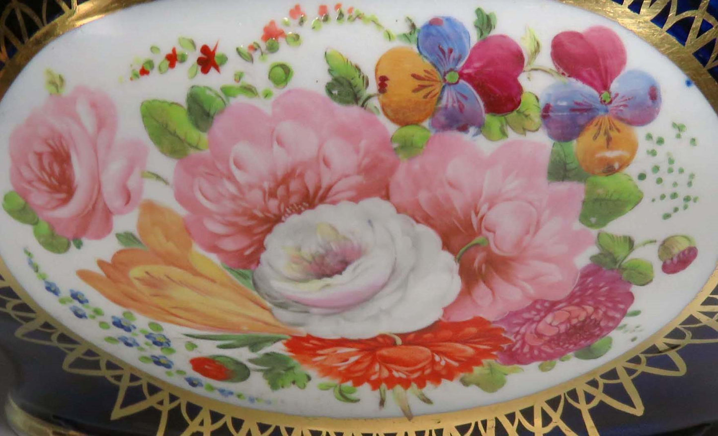 Beautiful 1750's-1770's Antique French/English Porcelain Blue Flower Bowl