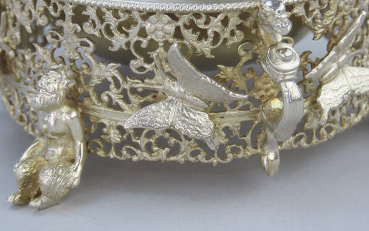 4 Large 1800s German Silver Salts Fantasy Figures Satyrs Butterflies