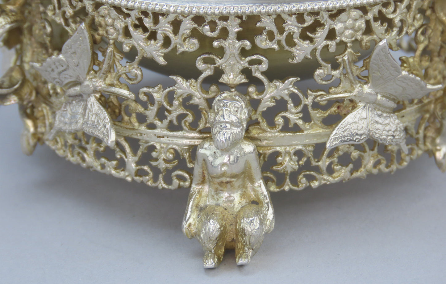 4 Large 1800s German Silver Salts Fantasy Figures Satyrs Butterflies