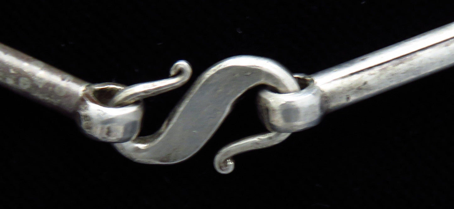 1700's-Mid 1800's Persian Silver Hand Engraved Chalcedony Aqiq Pendant Necklace