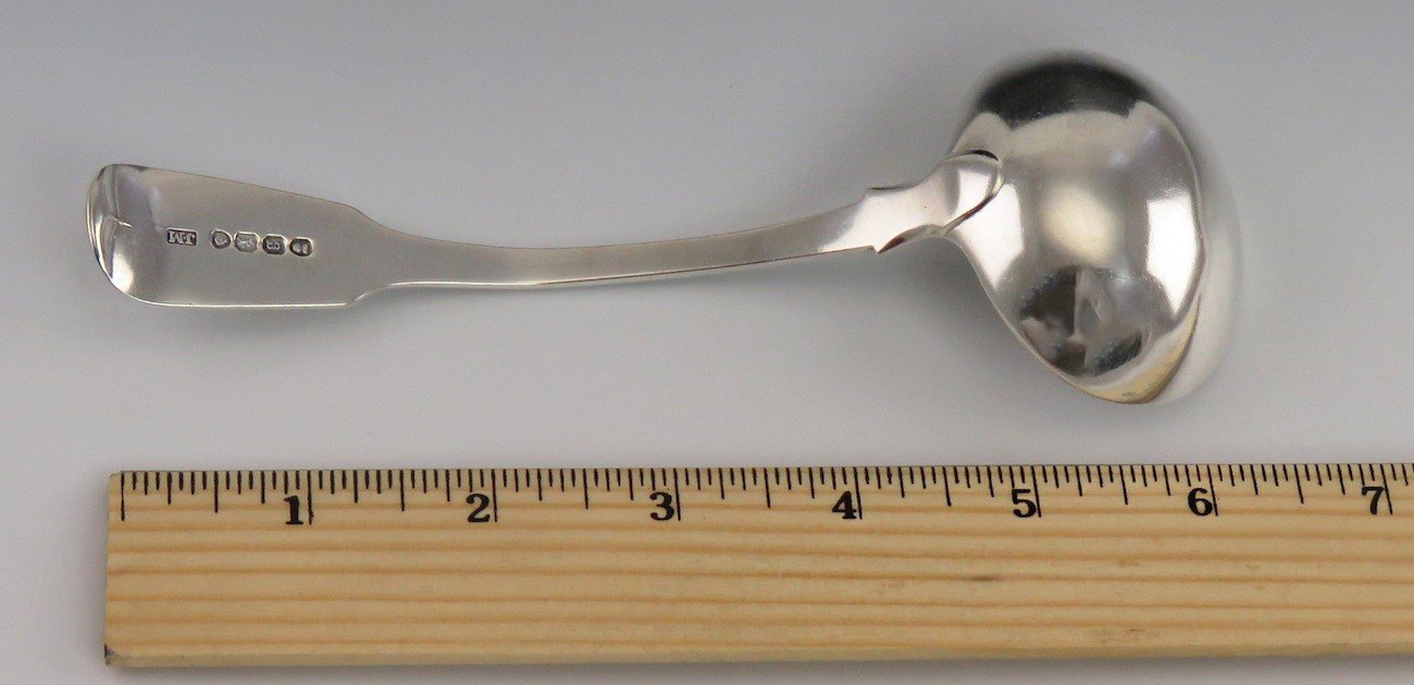 Antique 1822 English Sterling Silver Fiddle Sword & Wings Sauce/Gravy Ladle