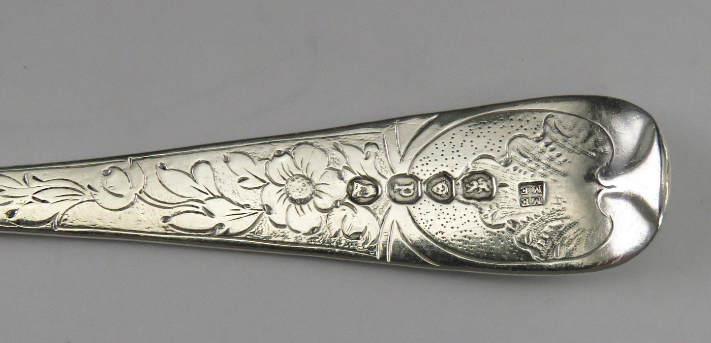 Antique 1830 English Sterling Silver Classical Fruit Serving Spoon