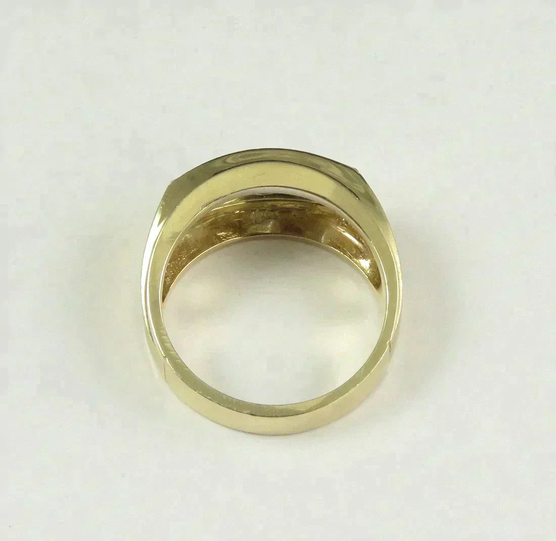 Stunning 14k Brushed Yellow Gold ~1.2ct Triple Diamond Ring Size 9