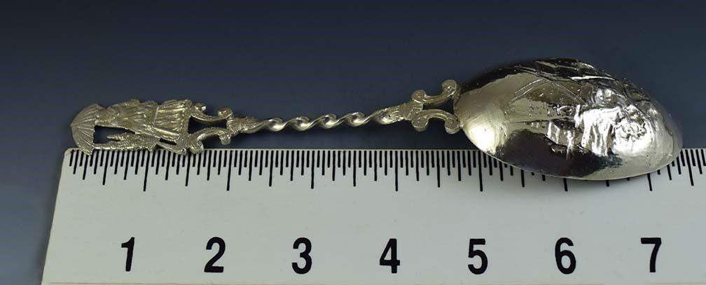 Antique 800 Silver German Spoon w/ Dutch Scene