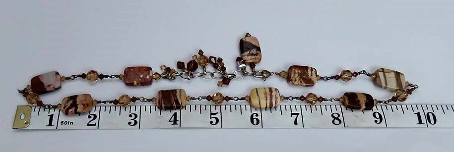 Fabulous Shosh Sterling Silver Banded Agate Jasper Stone & Faceted Bead Necklace