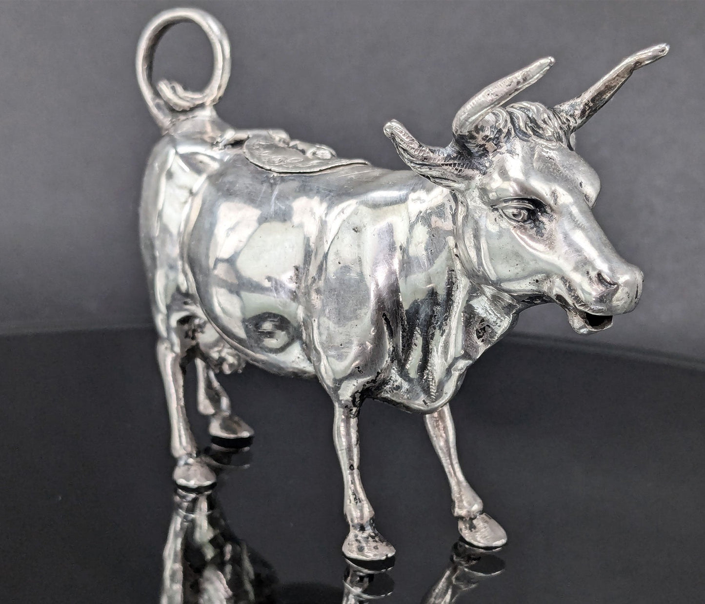 Charming Antique c1890s European Silver Hanau German? Cow Creamer