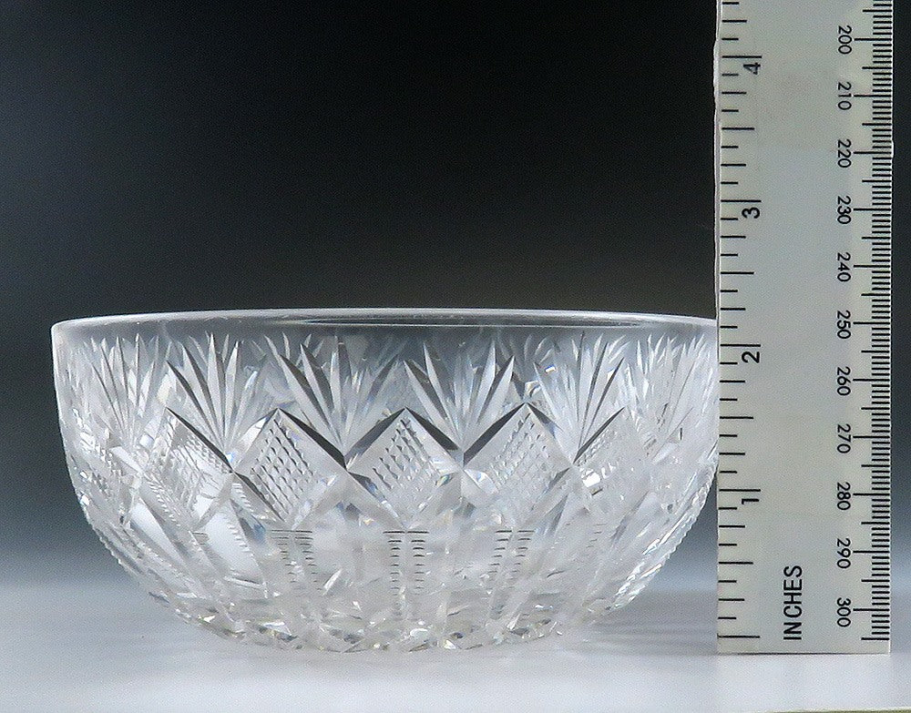 4 Antique c1890 American Brilliant Period Cut Crystal Glass Dessert/Fruit Bowls