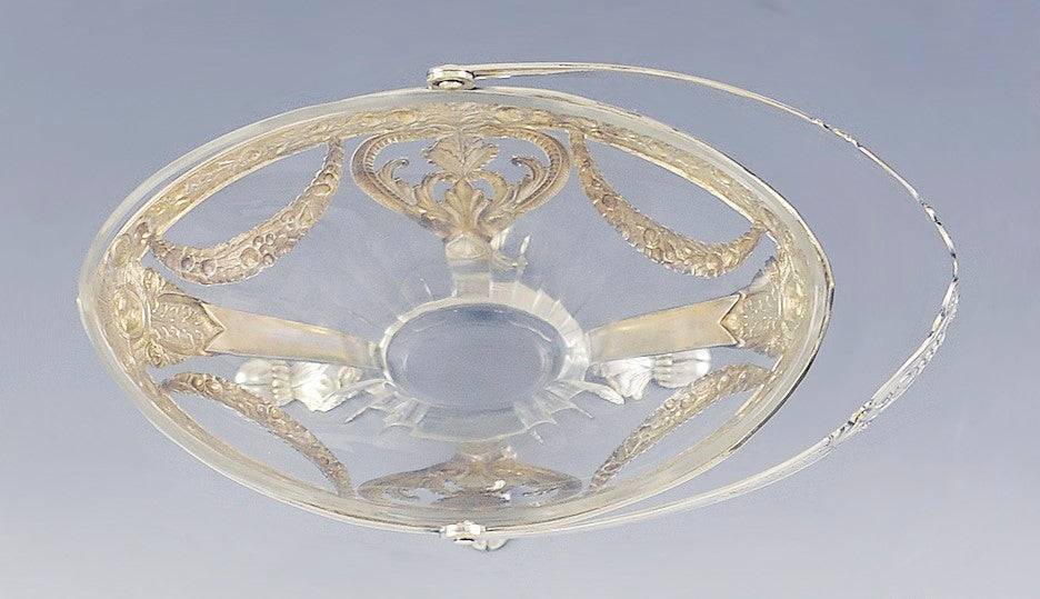 4 Antique German Silver Plate Glass Liner Baskets Renaissance Style