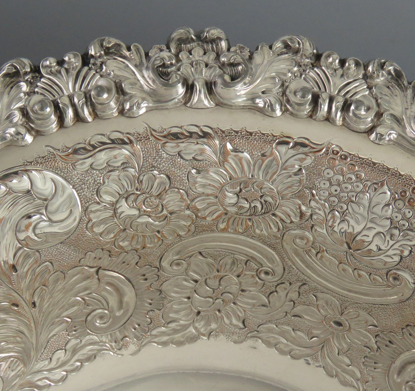 Antique Georgian c1820 Large Floral Sheffield Fused Silver Fruit Basket