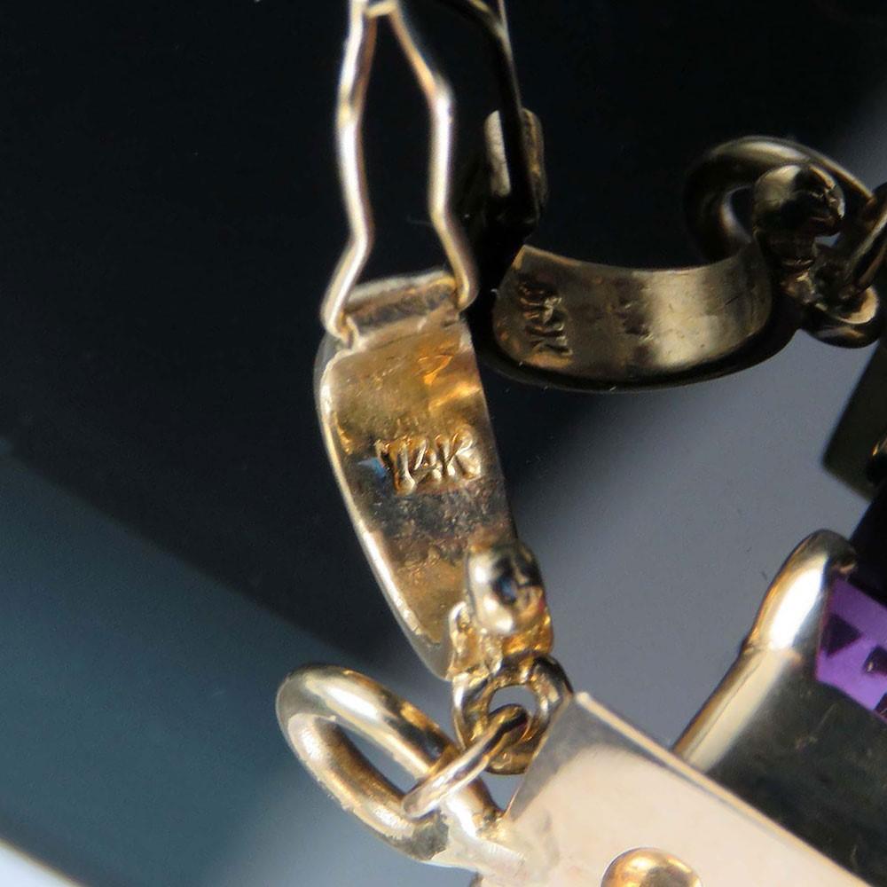 Beautiful VTG 14k Yellow Gold Large Amethyst Gemstone Pendant