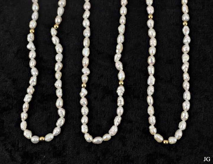 3 Genuine Pearl and Gold Beaded Necklaces 33 1/2 "