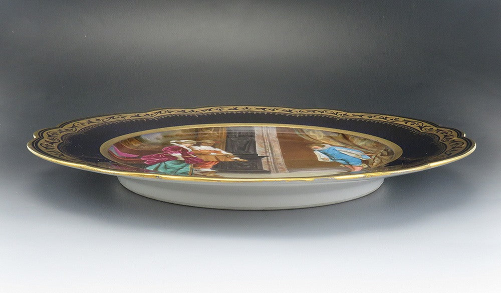 Pristine ANTQ Paris France Hand Painted Sevres Style Cabinet Plate Signed Leber