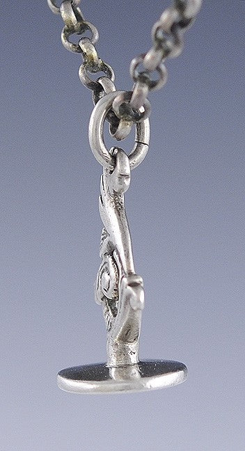 Antique 1850-1900 Turkish Solid 800 Silver Engraved Fob Seal Charm