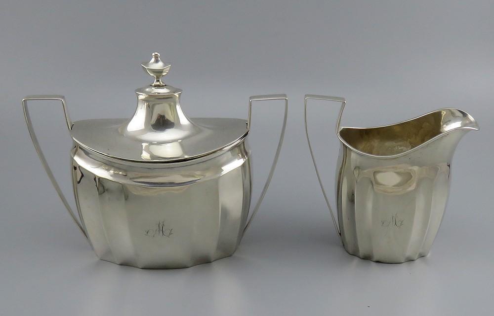 c1800 Early American Coin Silver 4pc Tea Set by John and Joel Sayre M Mono