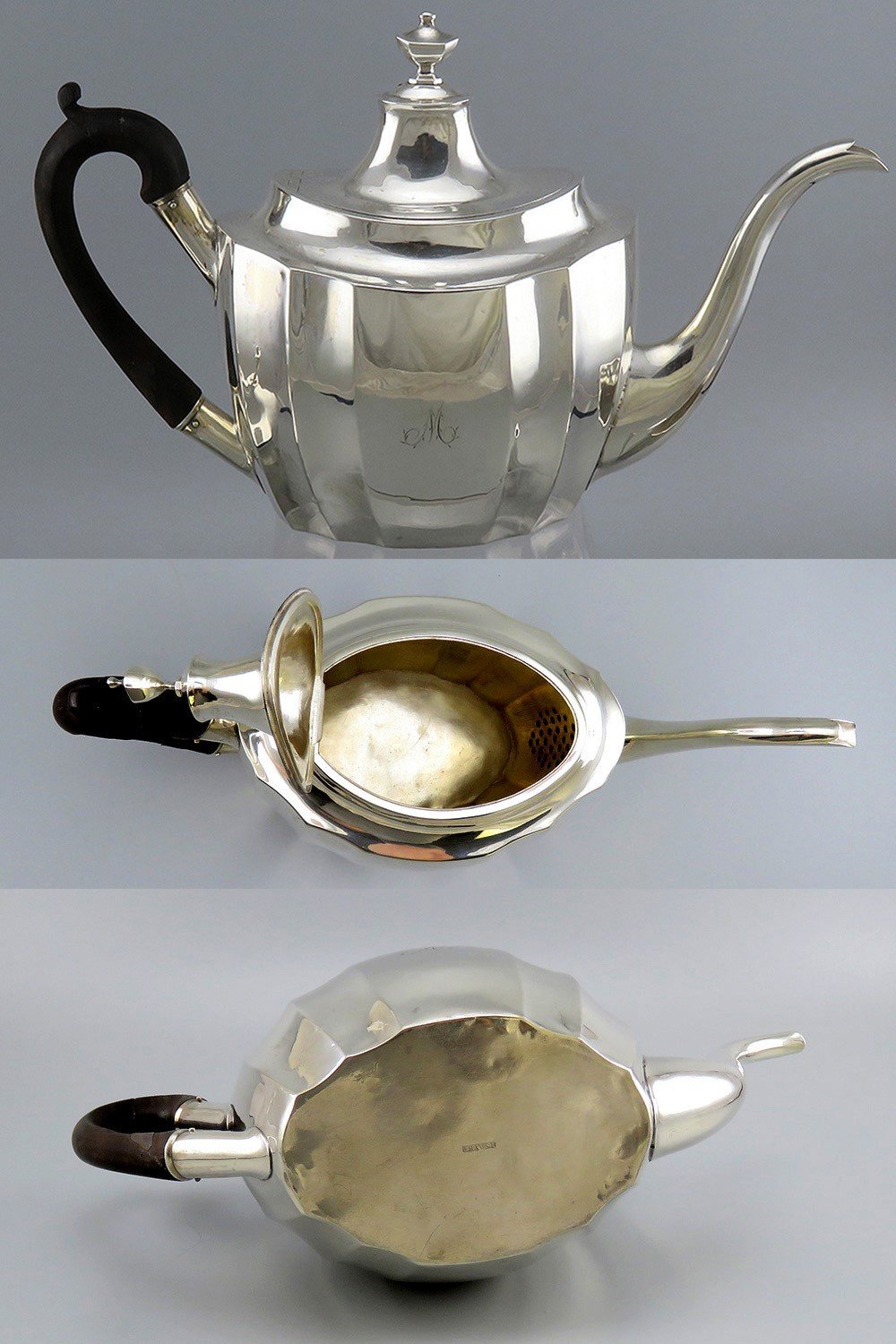 c1800 Early American Coin Silver 4pc Tea Set by John and Joel Sayre M Mono